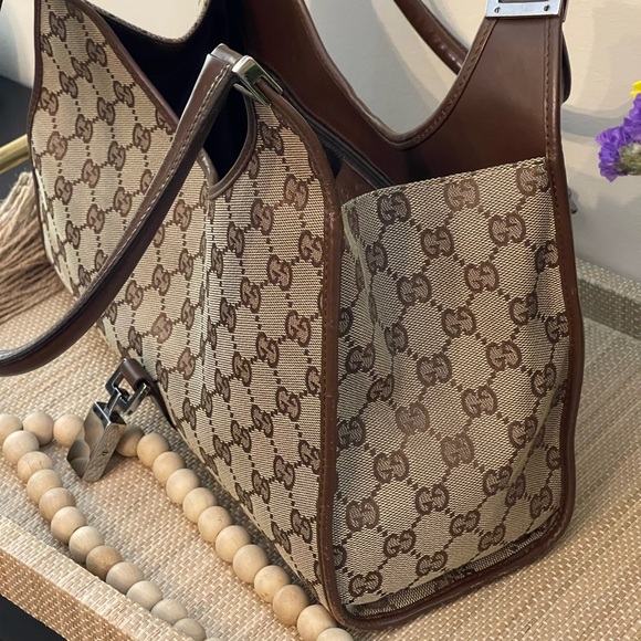 GUCCI Vintage Jackie Bardot Cloth & Leather Trimmed Bag - Picture 5 of 16